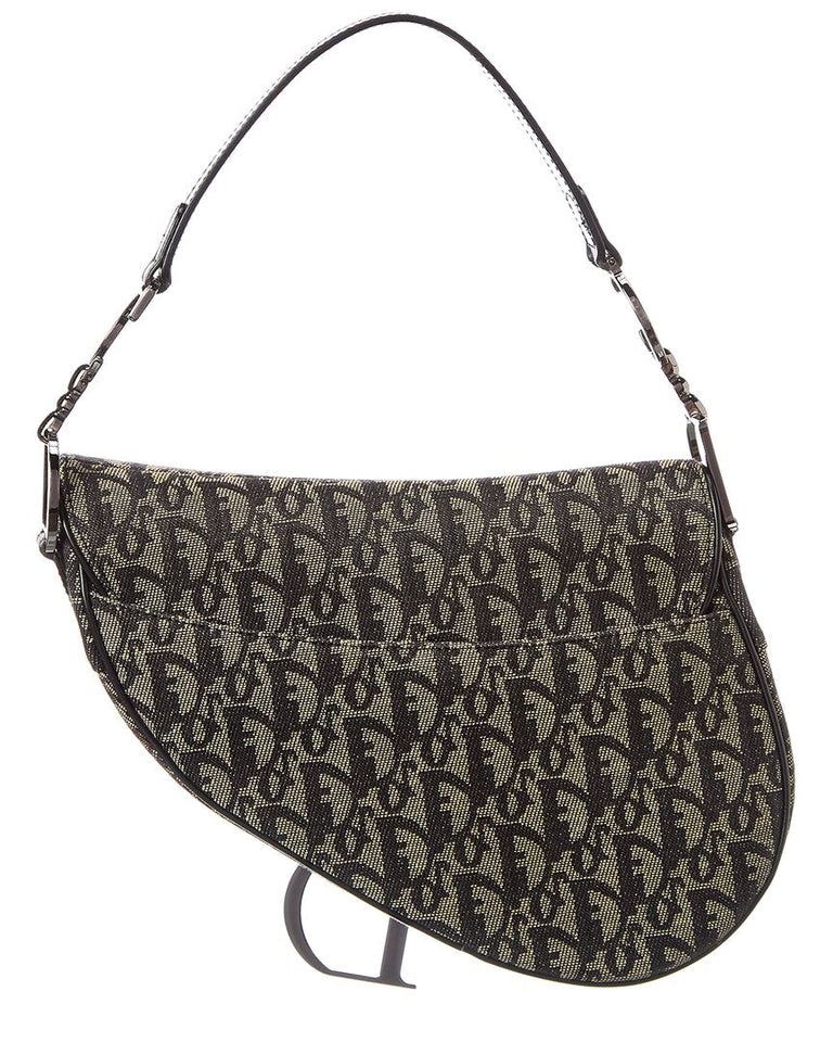 Dior Beige Canvas Oblique Saddle Bag