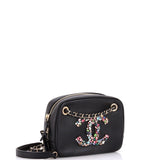 Giant Crystal CC Camera Bag Embellished Lambskin Small