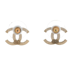 CC Stud Earrings Metal with Crystals