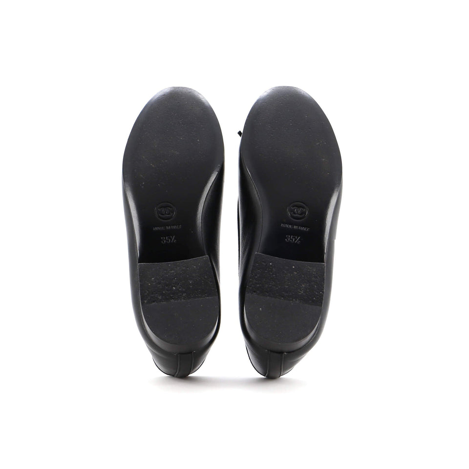 Women's CC Cap Toe Bow Ballerina Flats Leather