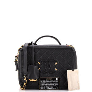 Filigree Vanity Case Quilted Caviar Large