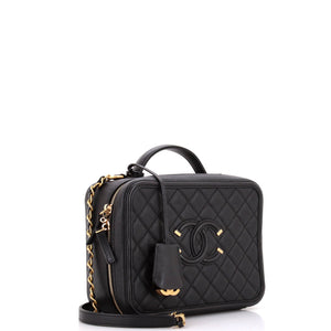 Filigree Vanity Case Quilted Caviar Large