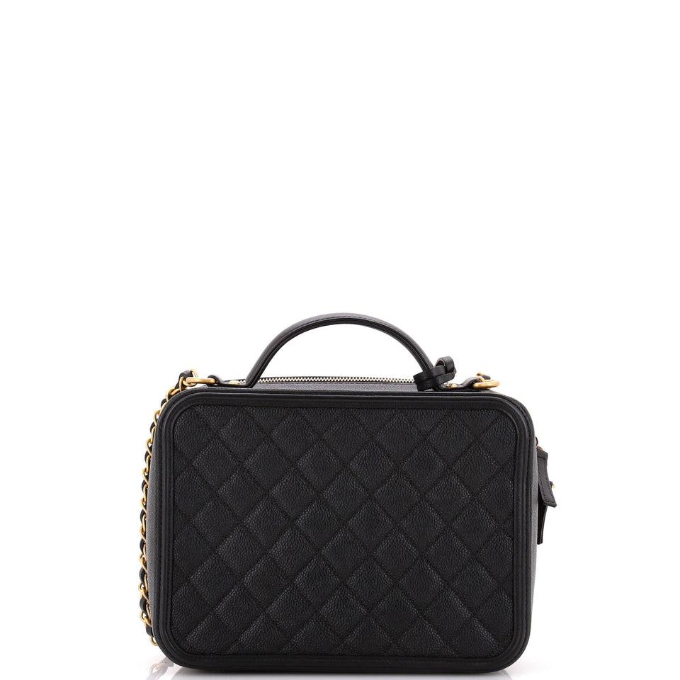 Filigree Vanity Case Quilted Caviar Large