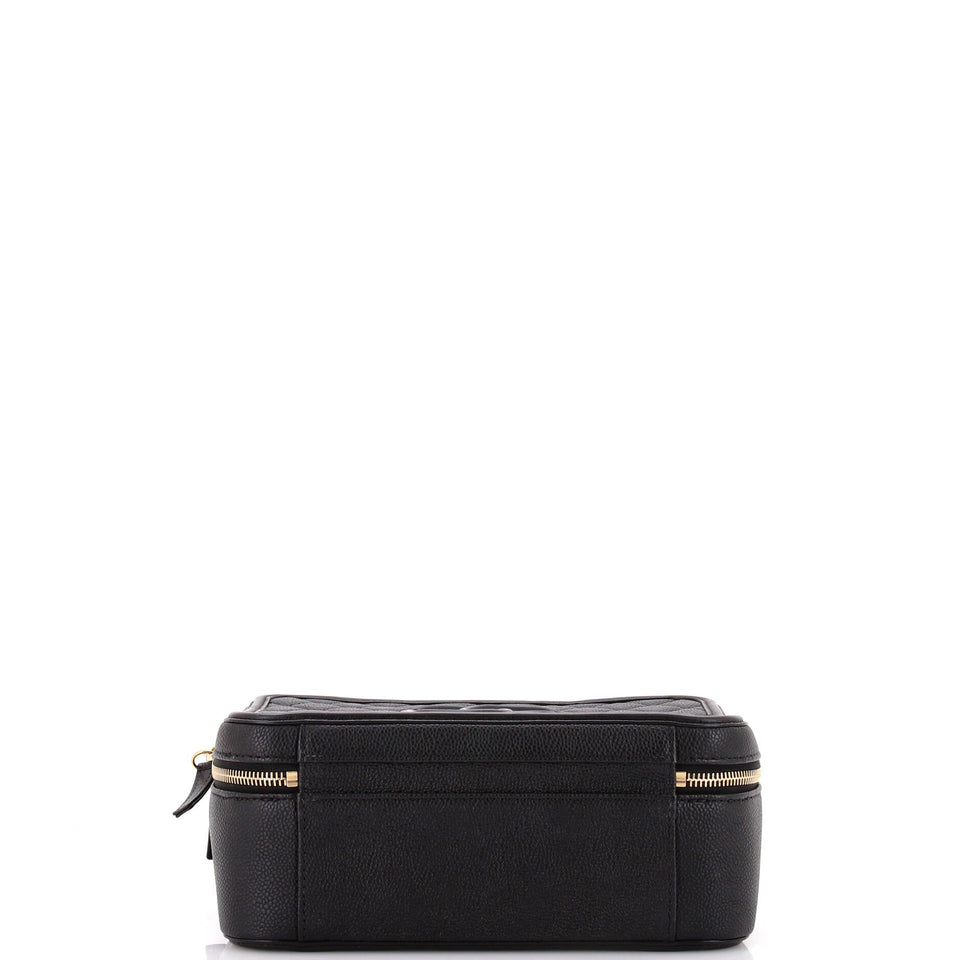 Filigree Vanity Case Quilted Caviar Large