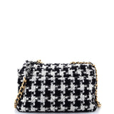 19 Flap Bag Quilted Houndstooth Tweed and Ribbon Large