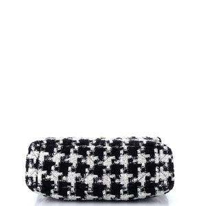 19 Flap Bag Quilted Houndstooth Tweed and Ribbon Large
