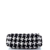 19 Flap Bag Quilted Houndstooth Tweed and Ribbon Large