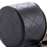 CC Round Vanity Case with Chain Quilted Lambskin Mini