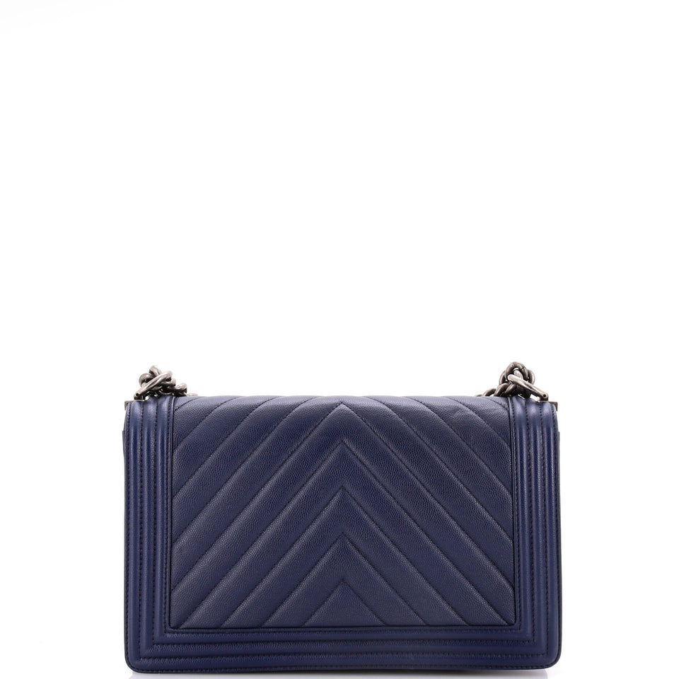 Boy Flap Bag Chevron Caviar New Medium