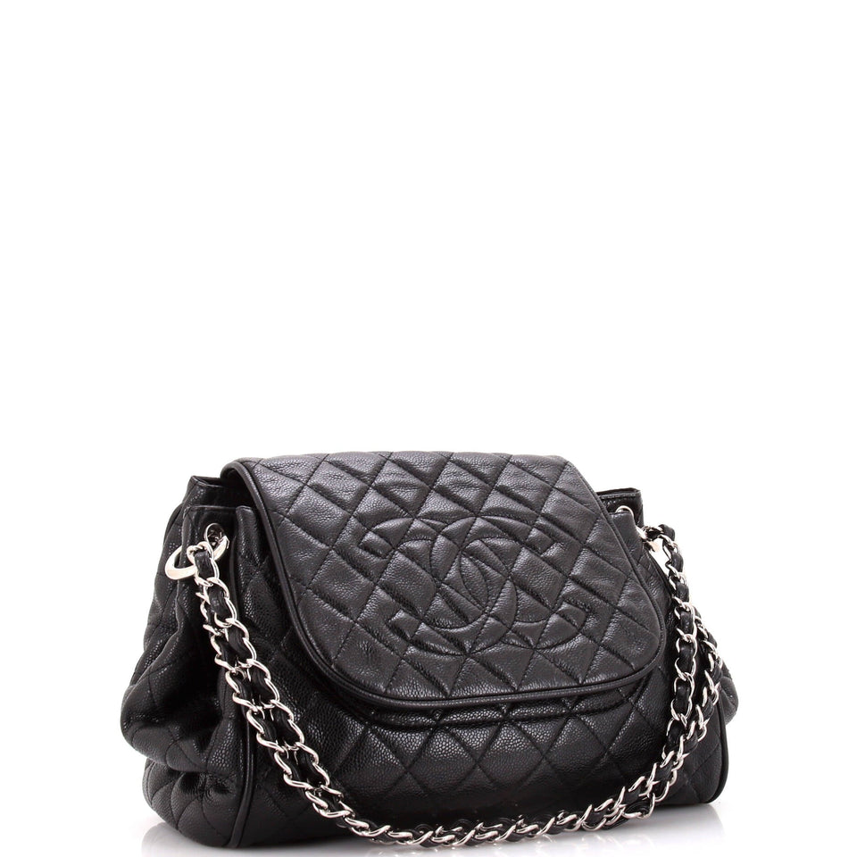 Timeless Accordion Flap Bag Quilted Caviar