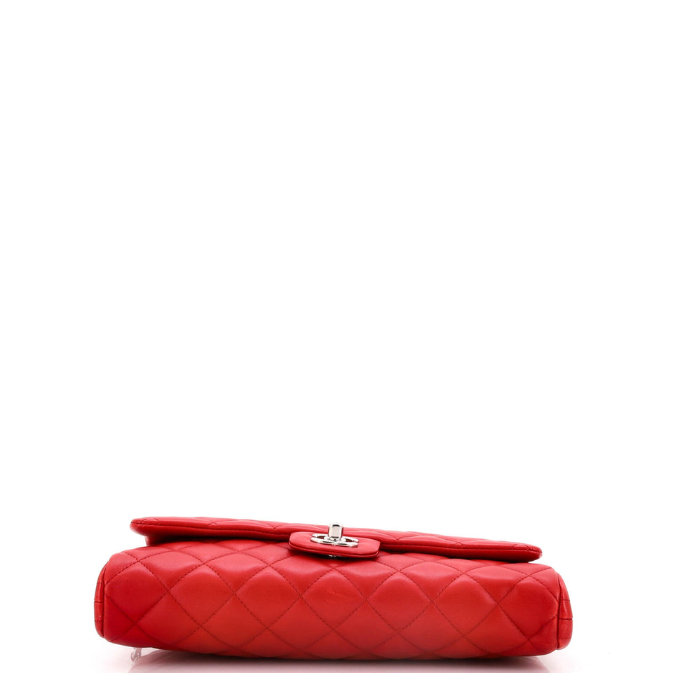 Clutch with Chain Quilted Lambskin