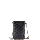 Chain Around Flat Phone Holder Crossbody Quilted Lambskin