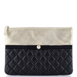 Pearl O Case Clutch Quilted Lambskin and Calfskin Medium