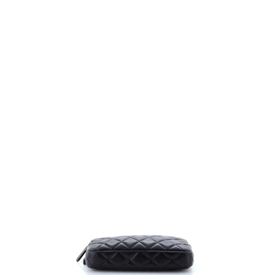 Double Zip Clutch with Chain Quilted Lambskin