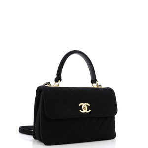 Trendy CC Top Handle Bag Chevron Jersey Small