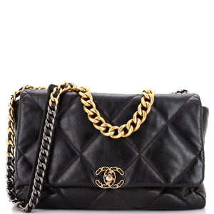 19 Flap Bag Quilted Leather Maxi
