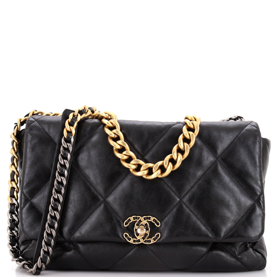 19 Flap Bag Quilted Leather Maxi