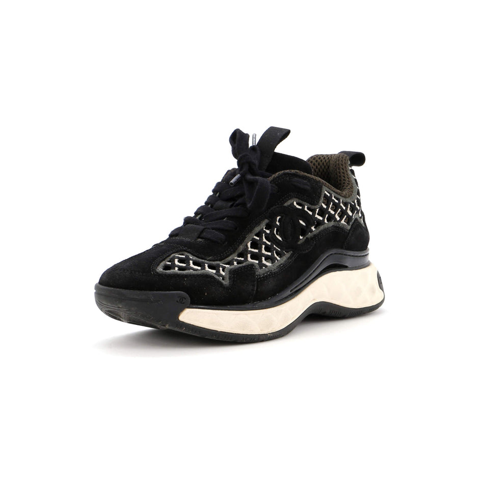 Women's CC Embroidery Sneakers Calfskin and Suede