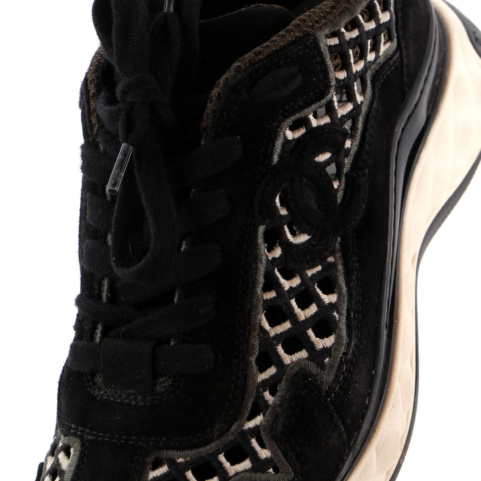 Women's CC Embroidery Sneakers Calfskin and Suede