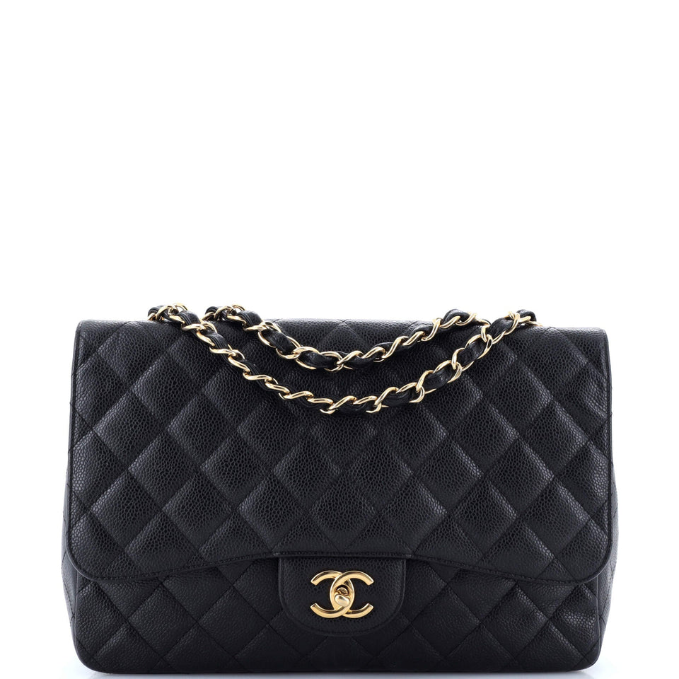 Classic Single Flap Bag Quilted Caviar Jumbo