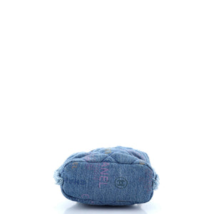 Denim Mood Chain Bucket Bag Logo Printed Quilted Fringe Denim Medium