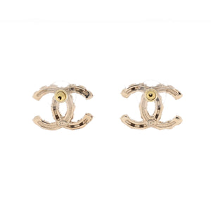 CC Stud Earrings Metal with Faux Pearls and Crystals