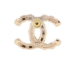 CC Stud Earrings Metal with Faux Pearls and Crystals
