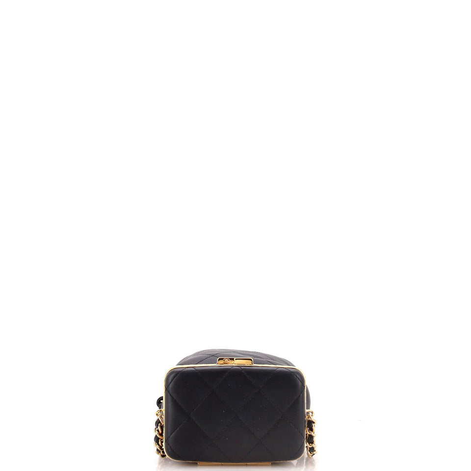 Lock Frame Bucket Bag with Chain Quilted Lambskin Small