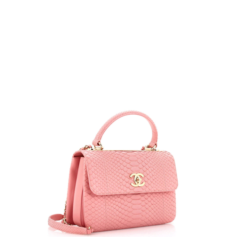Trendy CC Top Handle Bag Python Small