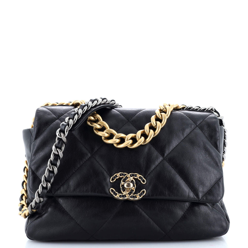 19 Flap Bag Quilted Leather Large