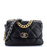 19 Flap Bag Quilted Leather Large