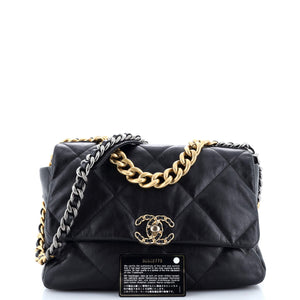 19 Flap Bag Quilted Leather Large