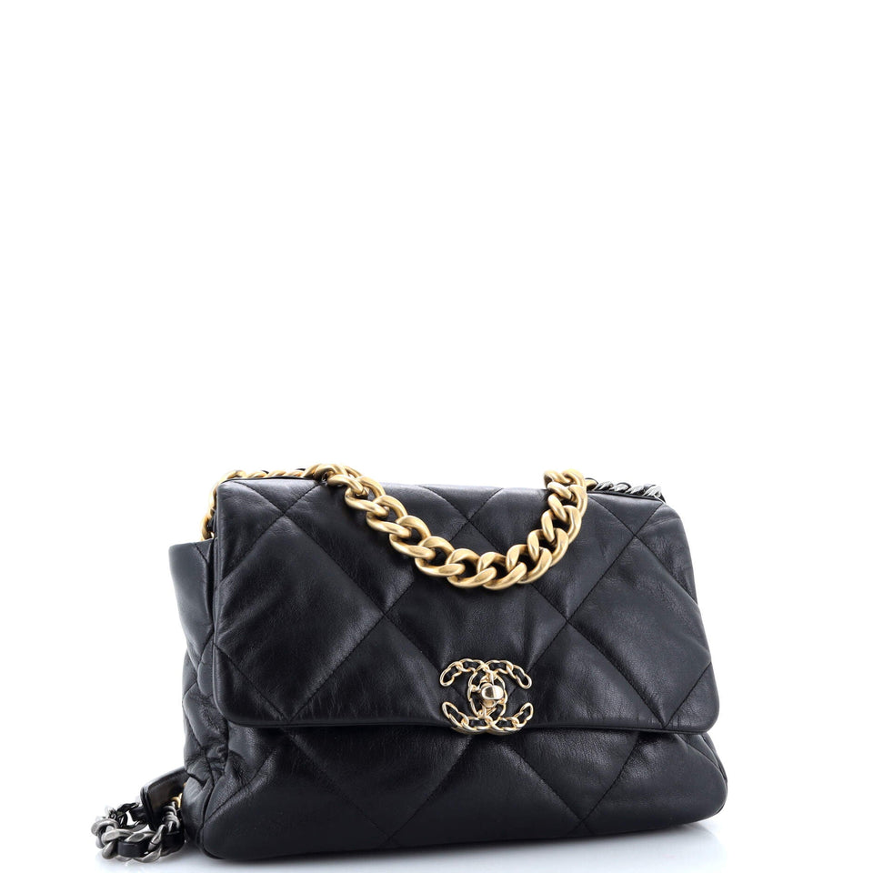 19 Flap Bag Quilted Leather Large