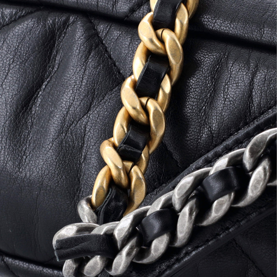 19 Flap Bag Quilted Leather Large