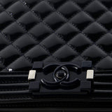 Boy Flap Bag Quilted Plexiglass Patent New Medium