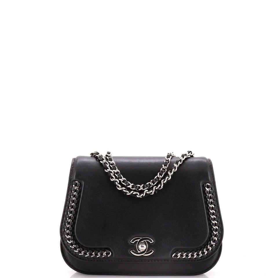 Braided Chic Flap Bag Calfskin Small