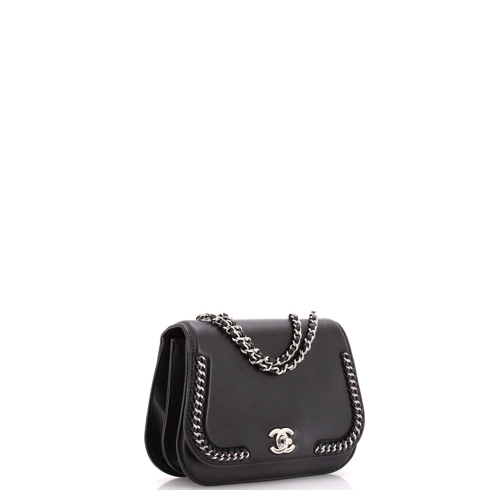 Braided Chic Flap Bag Calfskin Small