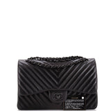 So Black Classic Double Flap Bag Chevron Lambskin Jumbo