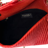 Medallion Charm Flap Bag Chevron Wrinkled Lambskin Medium