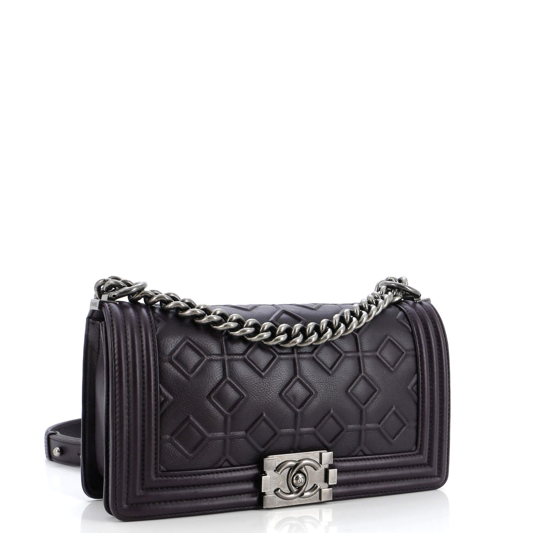 Arabesque Boy Flap Bag Embossed Calfskin Old Medium