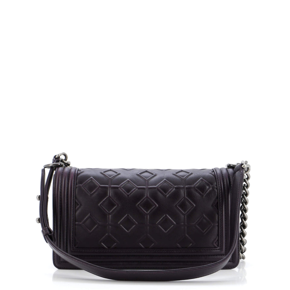 Arabesque Boy Flap Bag Embossed Calfskin Old Medium