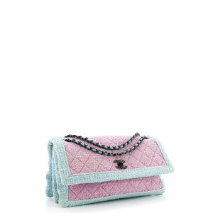 Two Tone Flap Bag Quilted Tweed Small