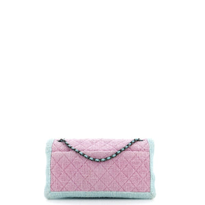 Two Tone Flap Bag Quilted Tweed Small