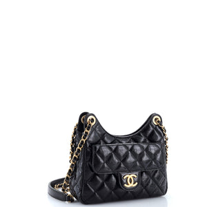 Wavy CC Hobo Quilted Crumpled Calfskin Small