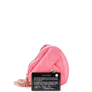 CC in Love Heart Clutch with Chain Quilted Lambskin