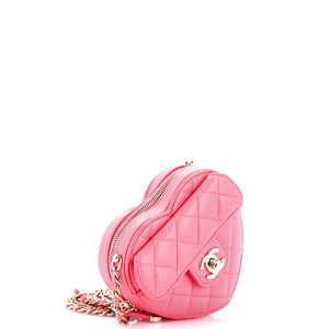 CC in Love Heart Clutch with Chain Quilted Lambskin