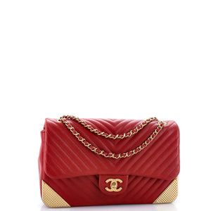 Rock the Corner Flap Bag Chevron Leather Medium