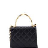 Coco Enamel Top Handle Flap Bag Quilted Lambskin Small