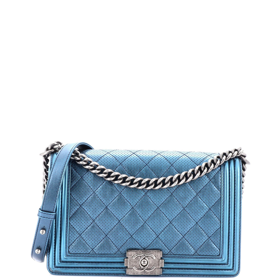 Boy Flap Bag Quilted Perforated Lambskin New Medium