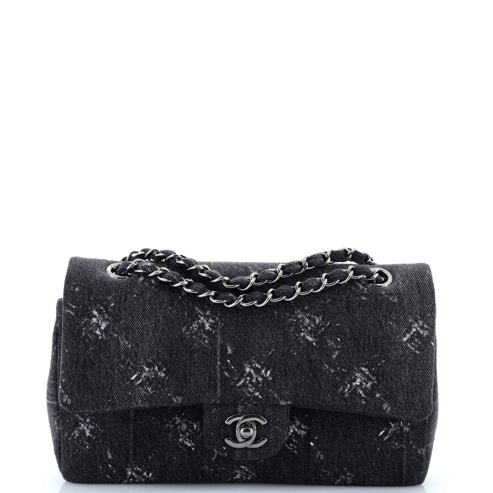 Classic Double Flap Bag Printed Denim Medium